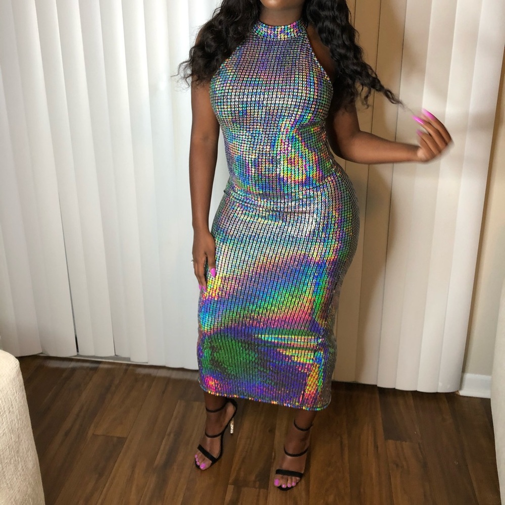 Midi holographic dress